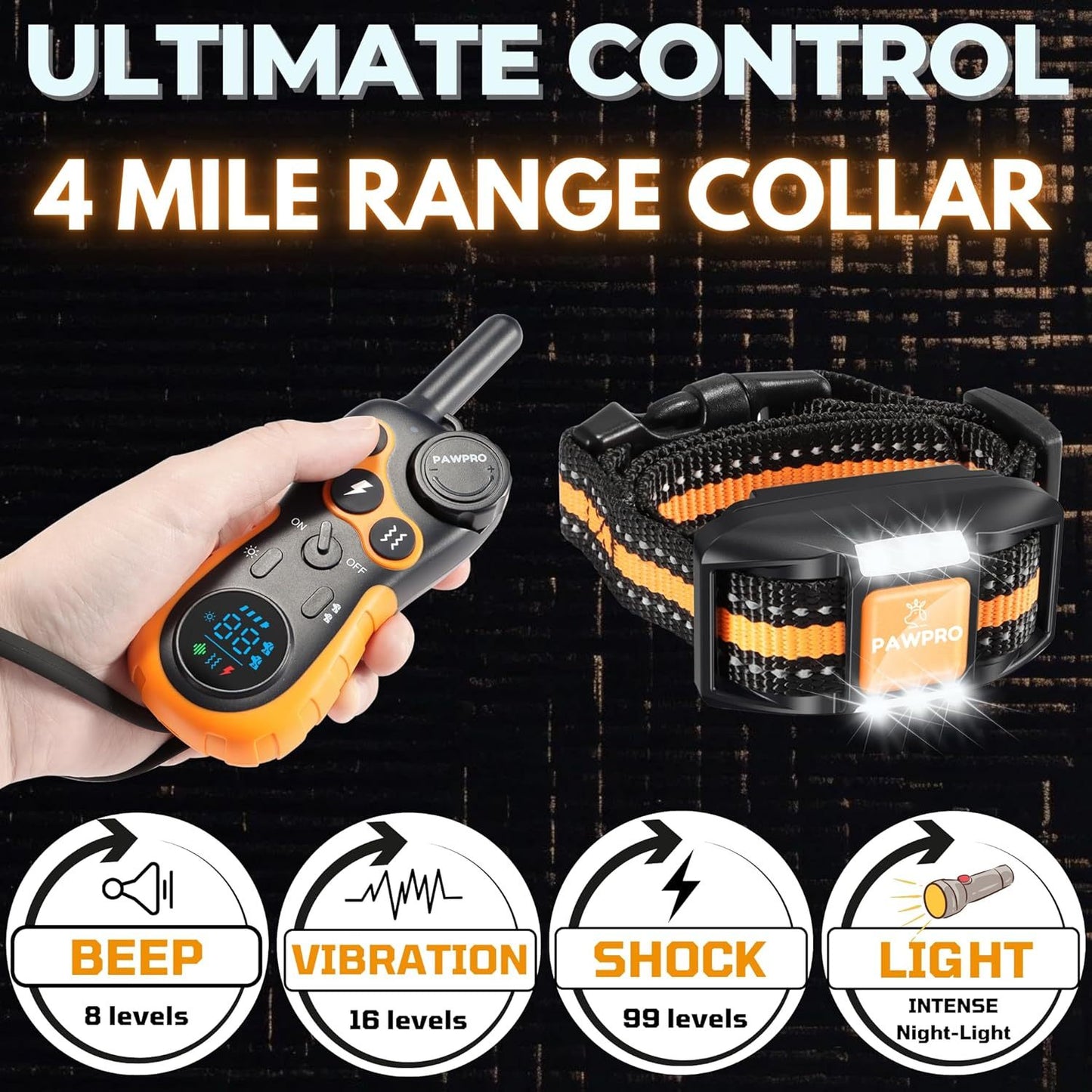 Long Range Dog Training Collar With Remote And Night Light