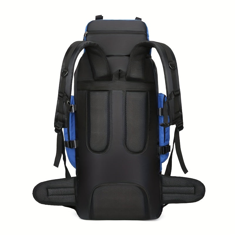 90L Travel Backpack Durable Polyester Plaid Pattern Pockets