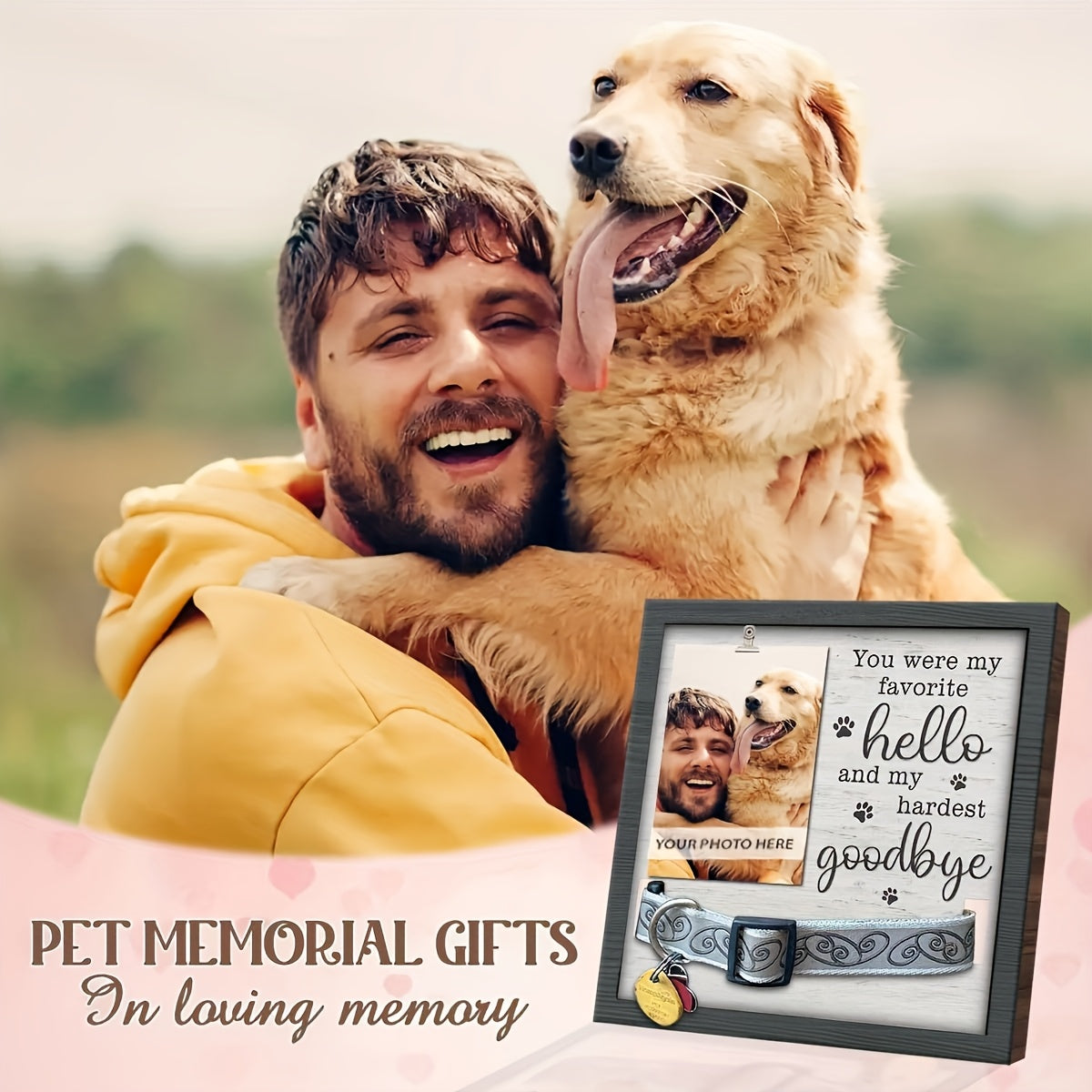 MUMUPET Dog Memorial Picture Frame With Collar Holder