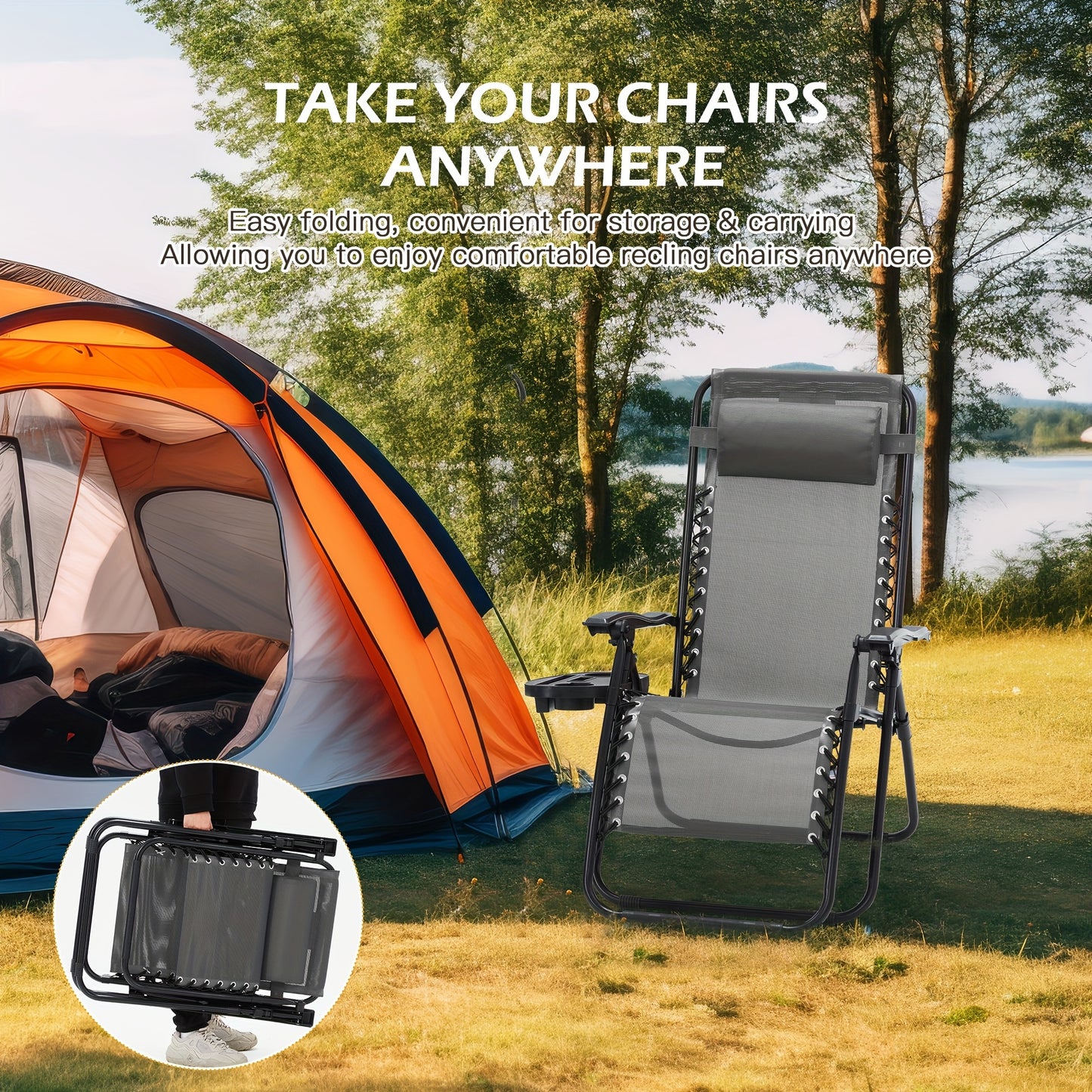 Zero Gravity Recliner Chairs Set for Outdoor Relaxation
