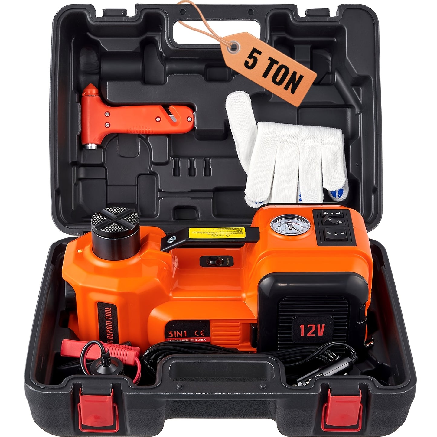 Electric Hydraulic Car Floor Jack 5 Ton With 12V Inflator