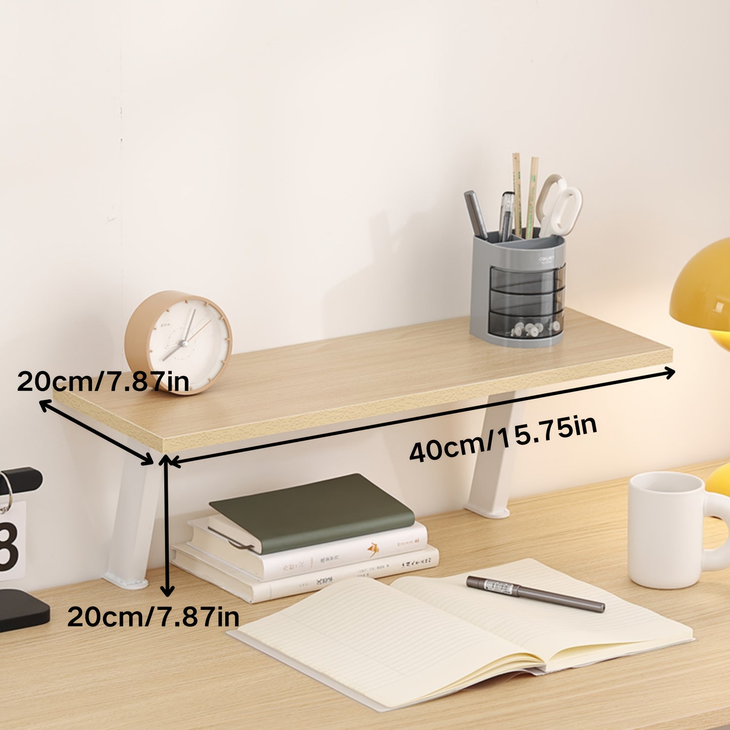 Floating Desk Shelf No Drill Mount Multilevel Organizer