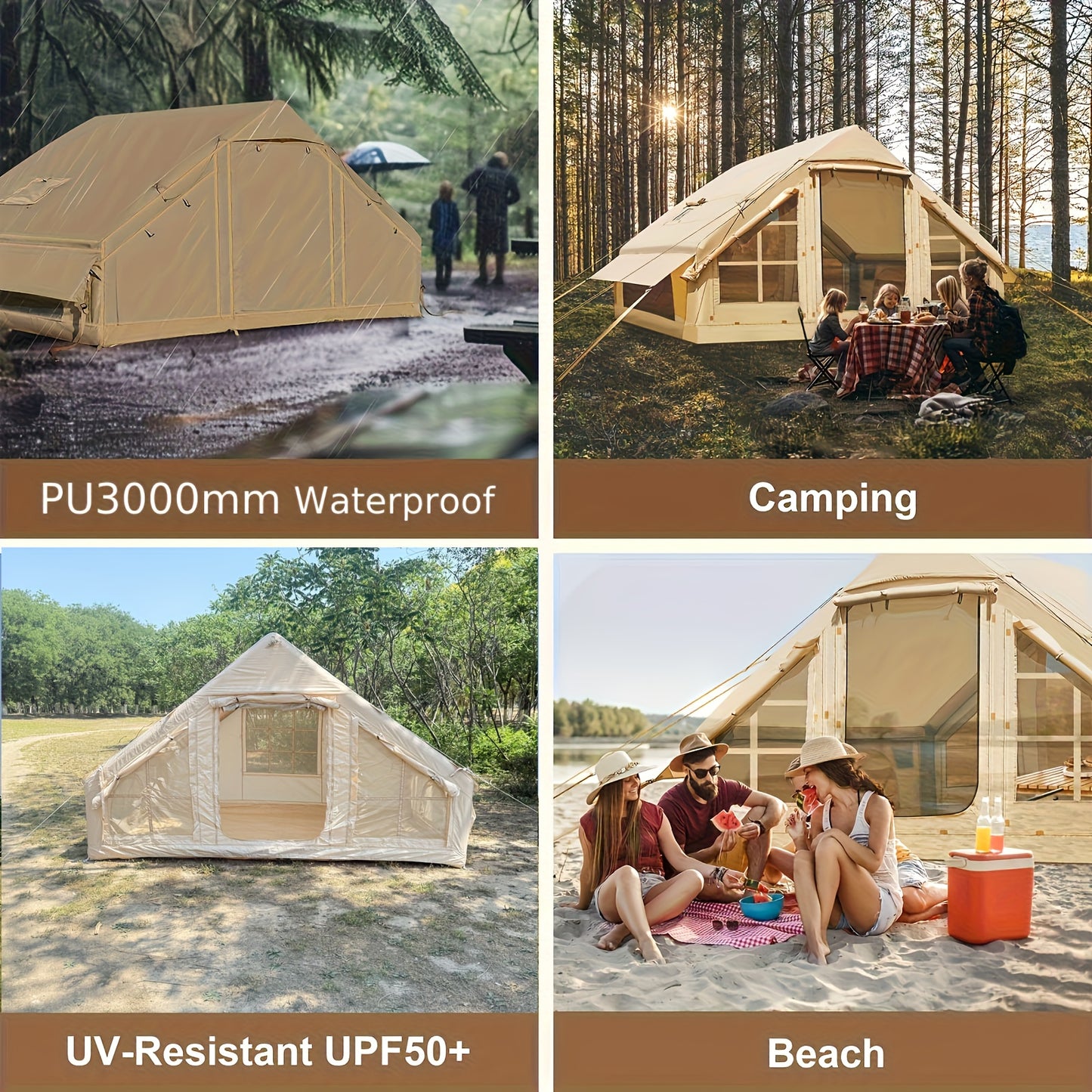 Inflatable Camping Tent With Manual Pump For Easy Waterproof Setup