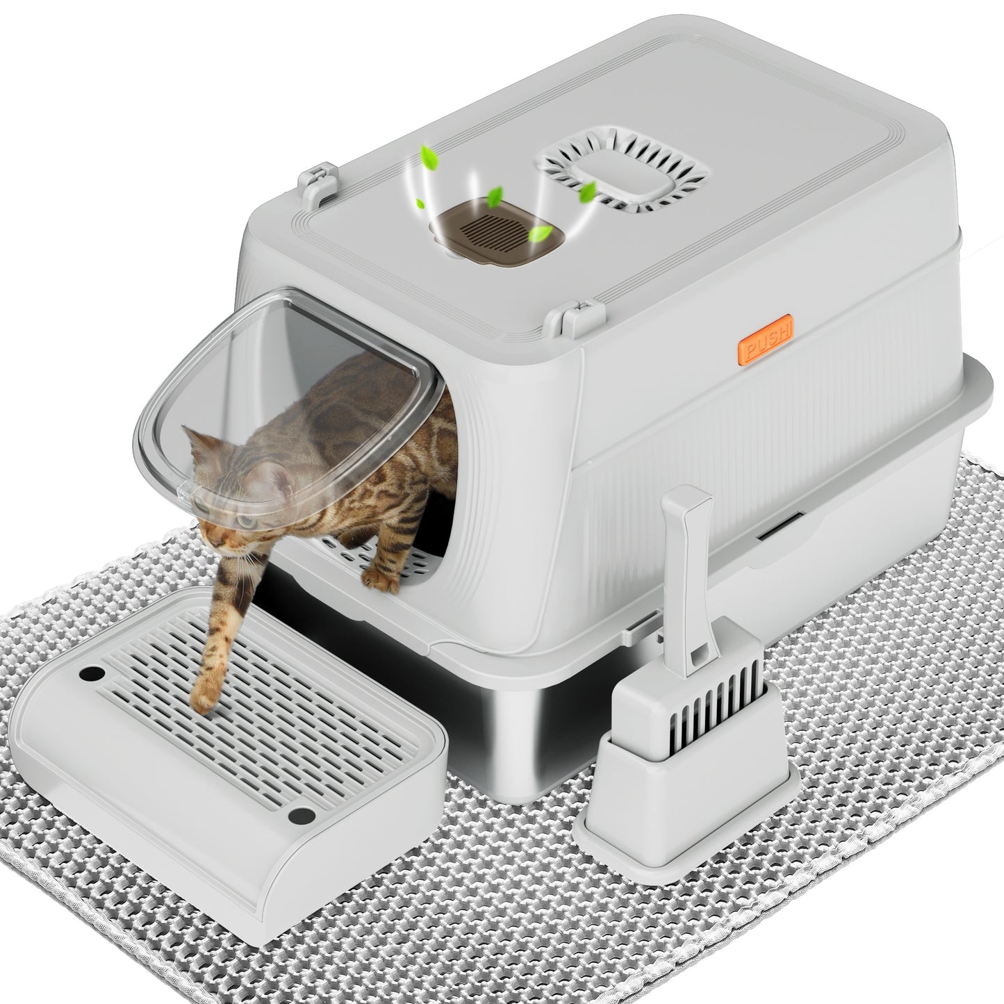 CITYLIFE Extra Large Stainless Steel Enclosed Cat Litter Box