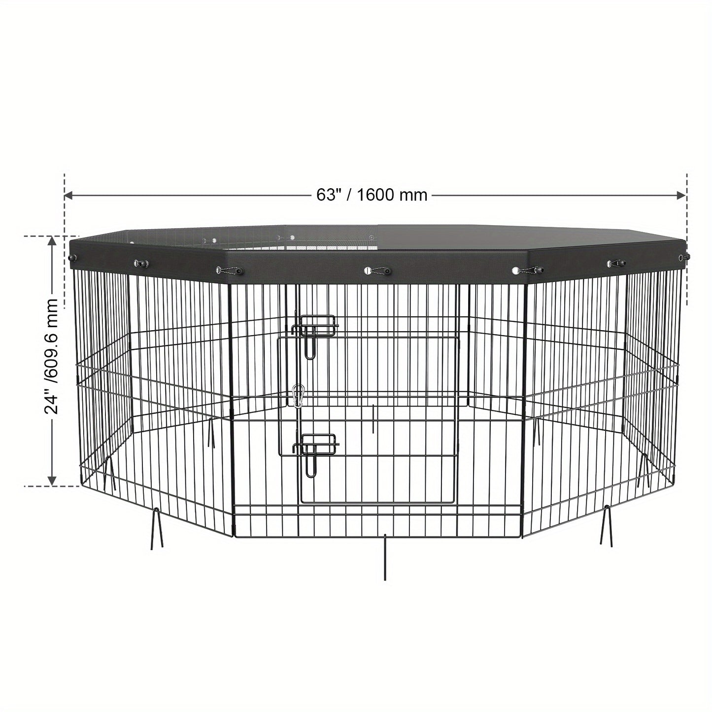 Happybuy Foldable Dog Playpen with Top Cover for Pets