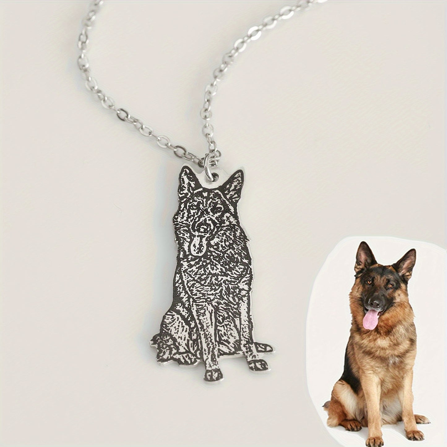 HDYV5AA Custom Engraved Pet Photo Necklace Stainless Steel