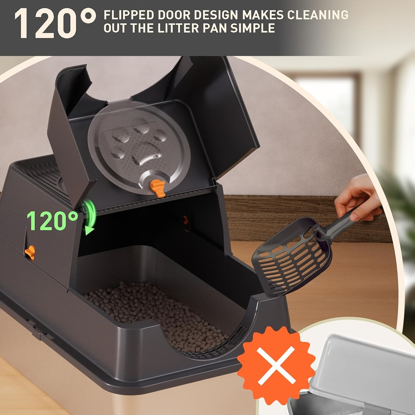 Stainless Steel Cat Litter Box Set with Deodorizing Block