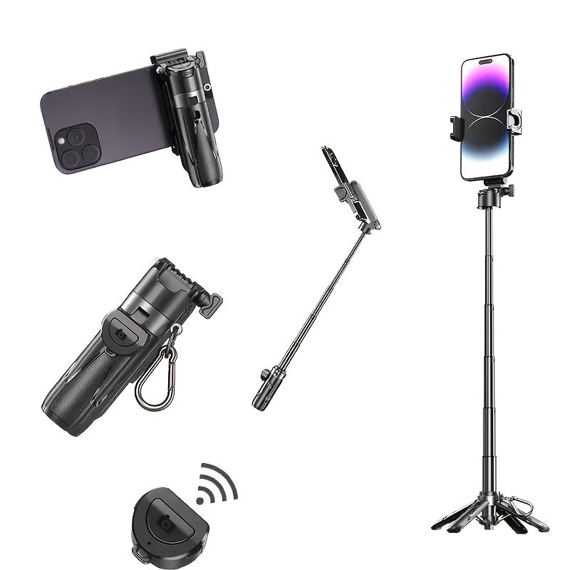 Extendable Selfie Stick With Wireless Remote Quadpod Tripod