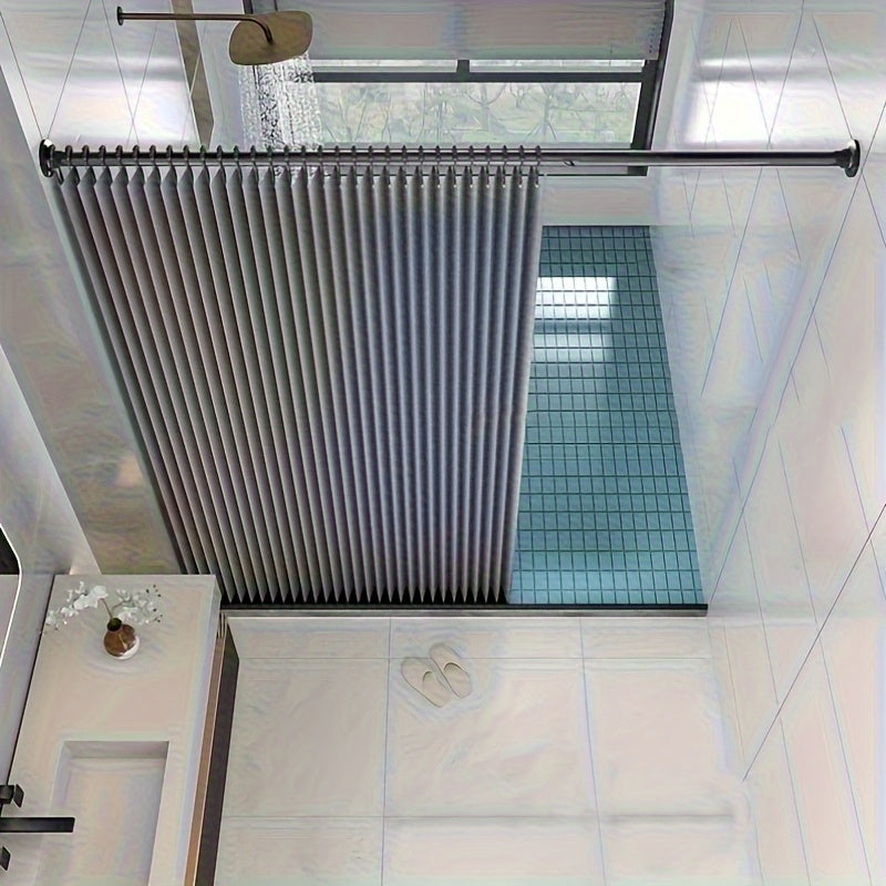 Thick Magnetic Foldable Shower Curtain with Modern Striped Design