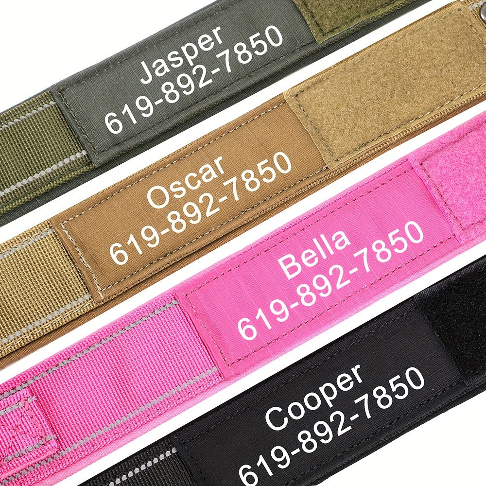 Customizable Nylon Dog Collar Engraved Name Metal Buckle