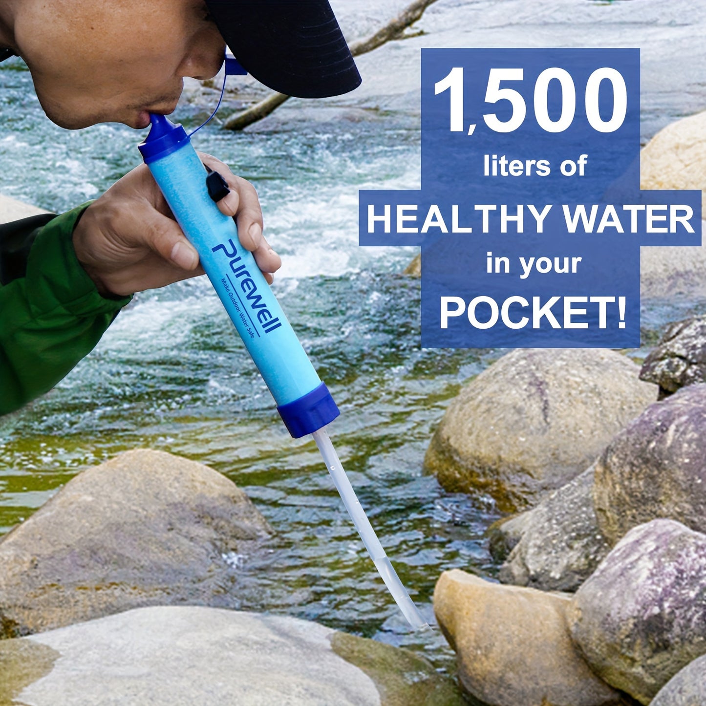 8PCS Outdoor Water Filter Straws For Emergency Survival Gear