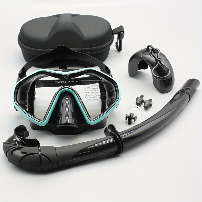 Anti Fog Waterproof Adult Snorkel Set Large View Glass Mask