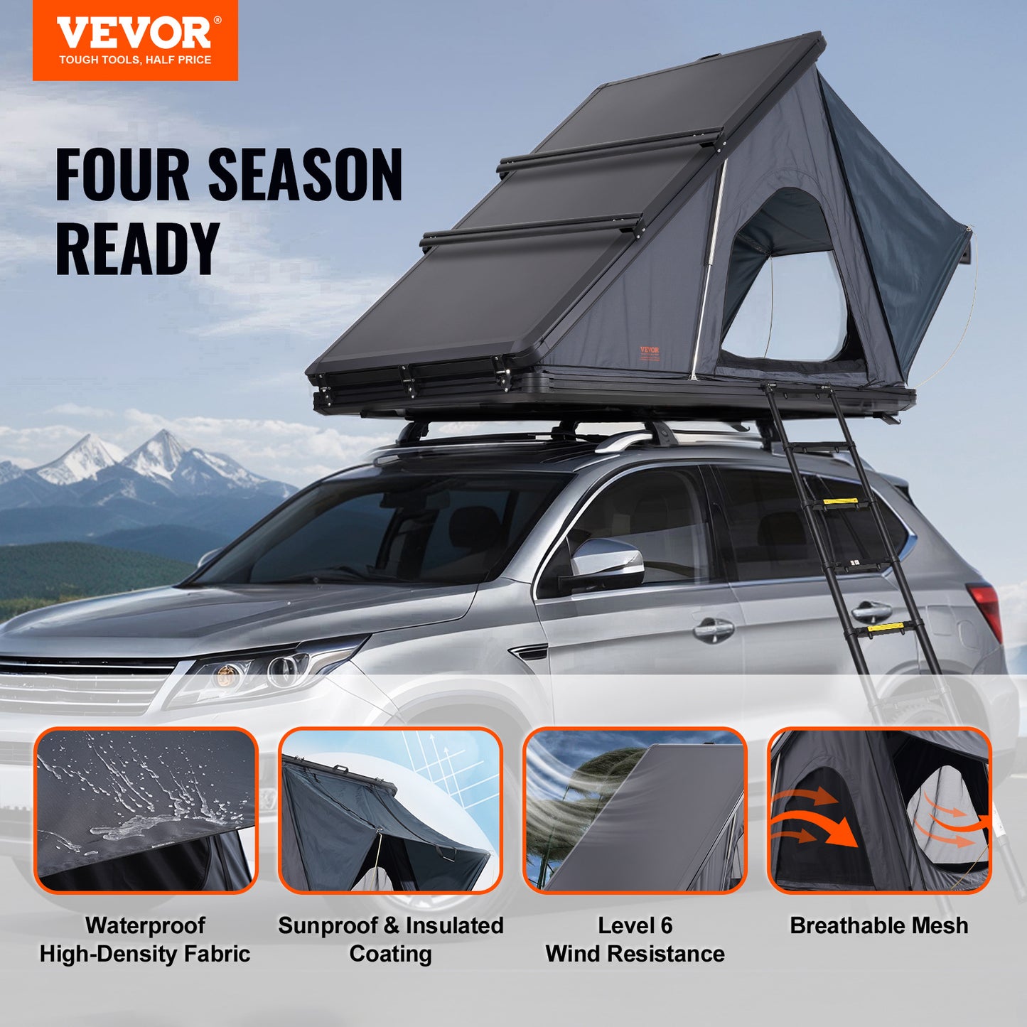 VEVOR Rooftop Tent Hard Shell For Jeep SUV Truck Adventures