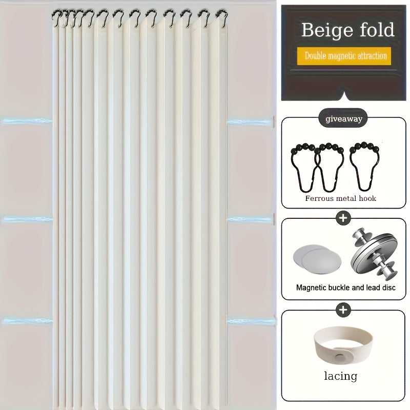 Thick Magnetic Foldable Shower Curtain with Modern Striped Design