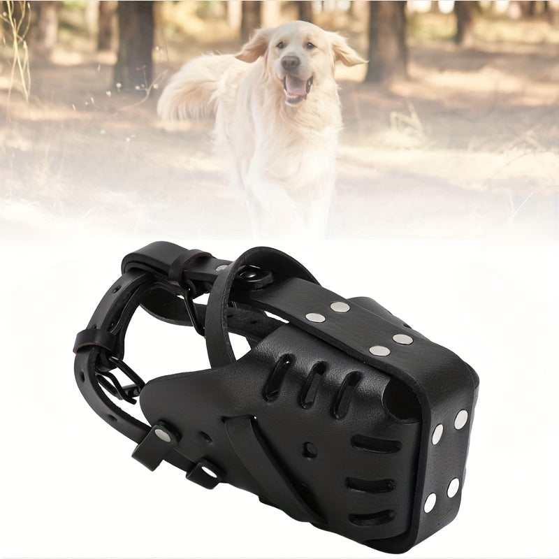 Comfortable Adjustable Faux Leather Dog Muzzle for Training