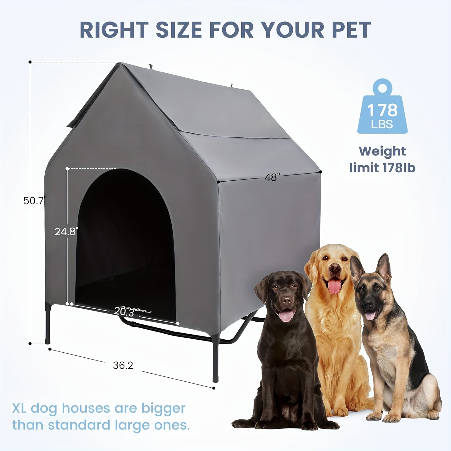 Weatherproof Dog House Indoor Outdoor Kennel With Bed