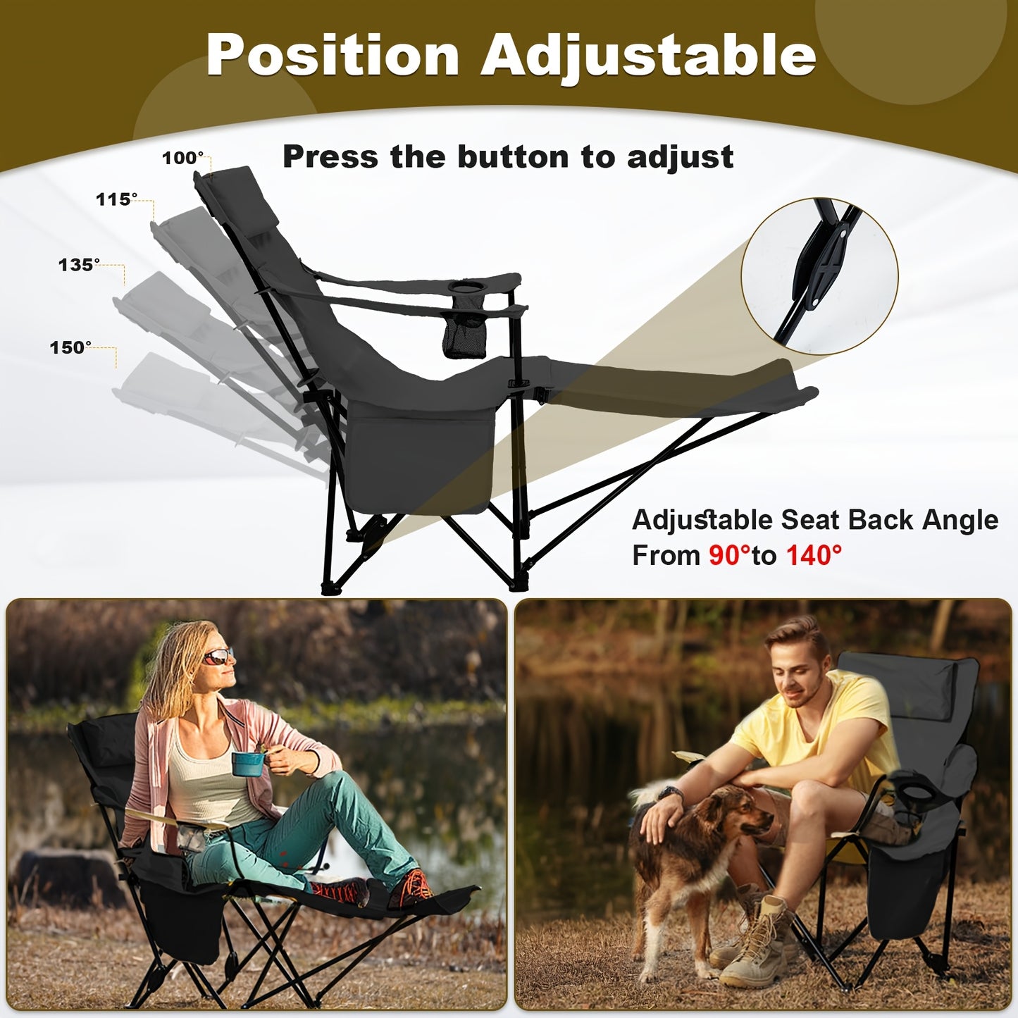 Two Pack Portable Folding Camping Chair With Carrying Bag