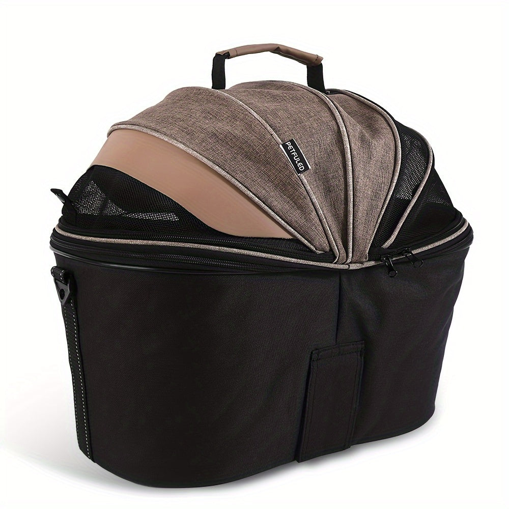 Dog Bicycle Carrier Basket With Expandable Mesh And Harness