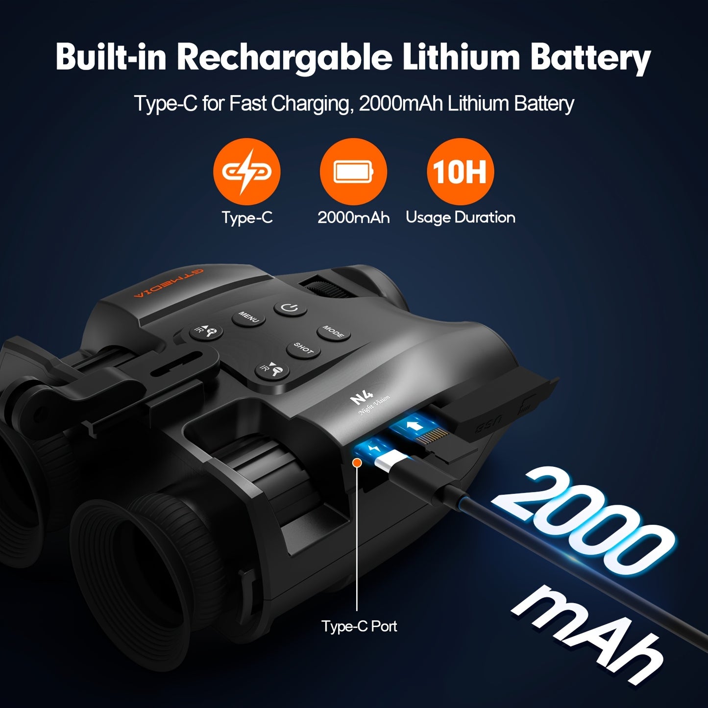 Night Vision Binoculars Head Mounted Infrared HD Display
