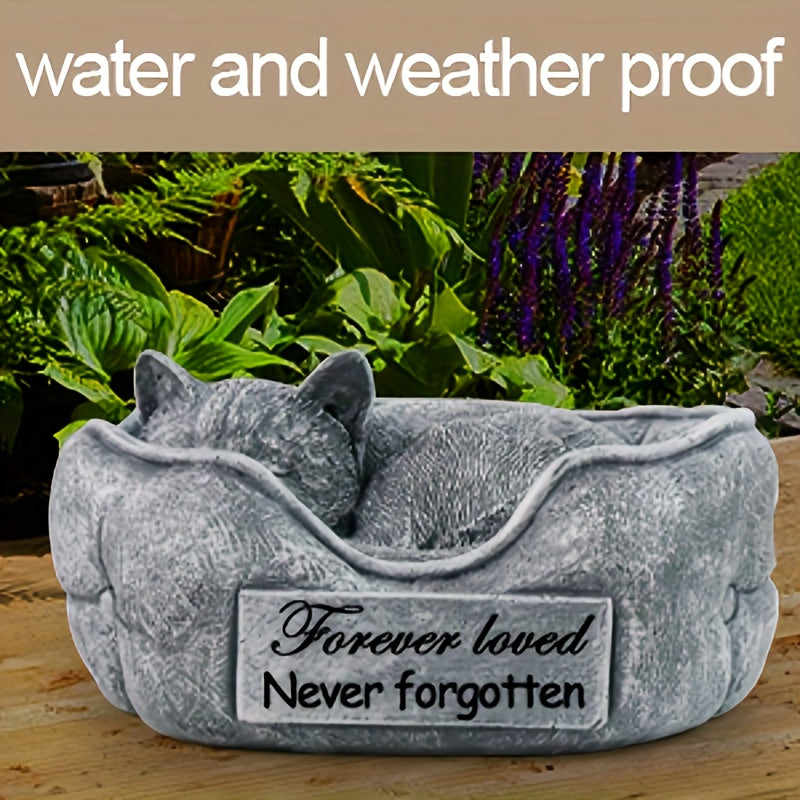 Pet Cat Memorial Tombstone Garden Stone Sculpture Indoor
