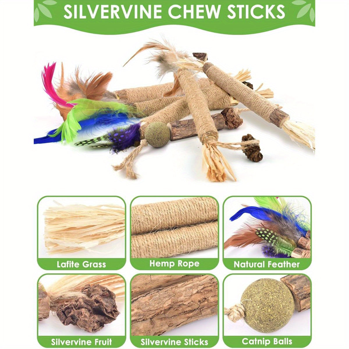Cat Silvervine Chew Toys Pack With Sticks And Cage Balls