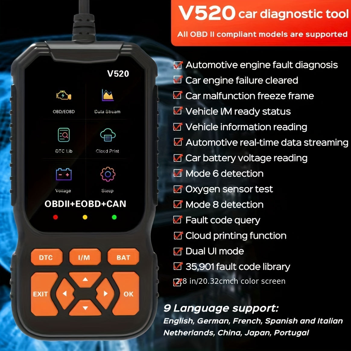 OBD2 Diagnostic Scan Tool With Live Data Cars And Trucks