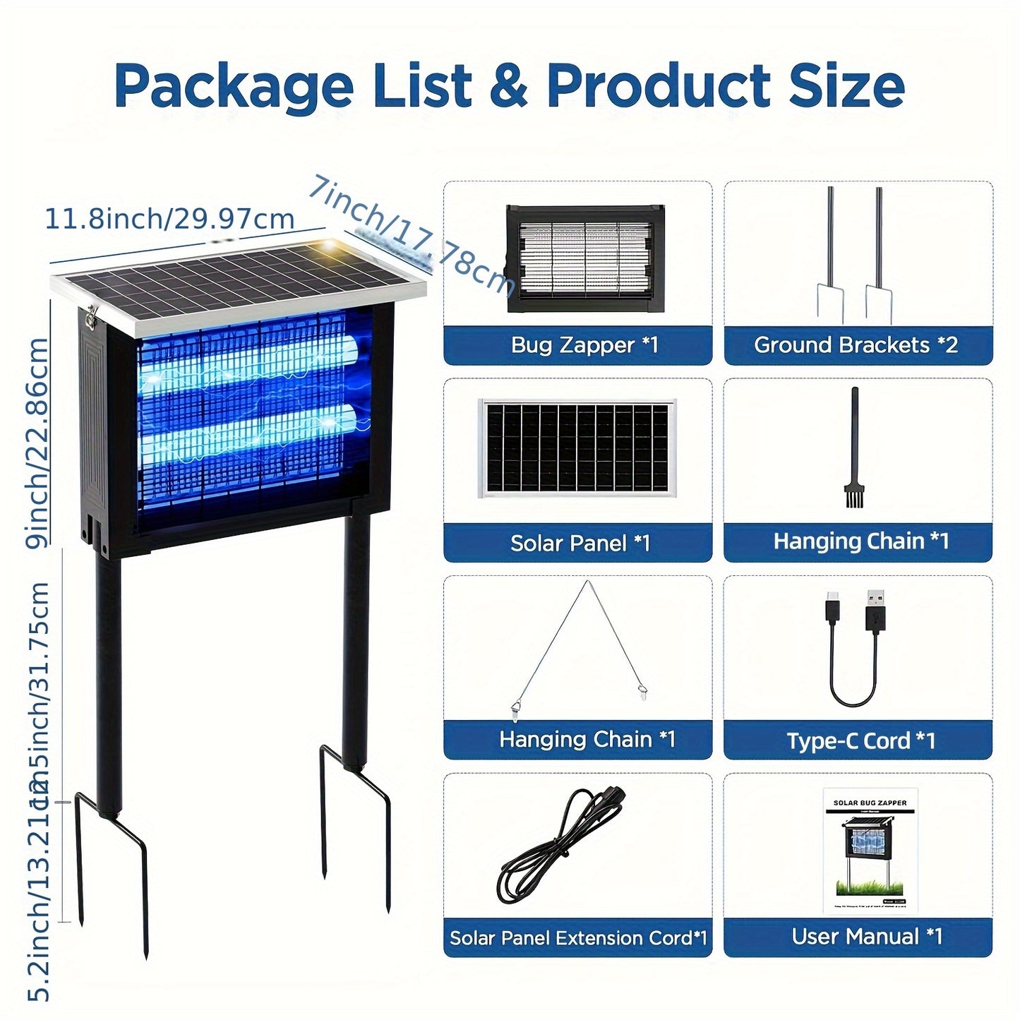 Solar Bug Zapper USB Charging Dual Mode Pest Control