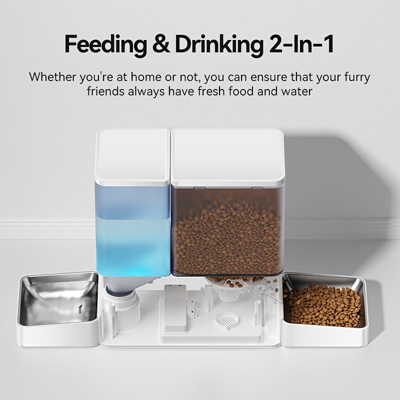 ROJECO Automatic Pet Feeder and Water Fountain for Dogs Cats