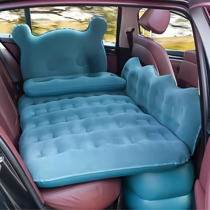 Bear Shaped Inflatable Car Bed For Rear Seat Travel PVC