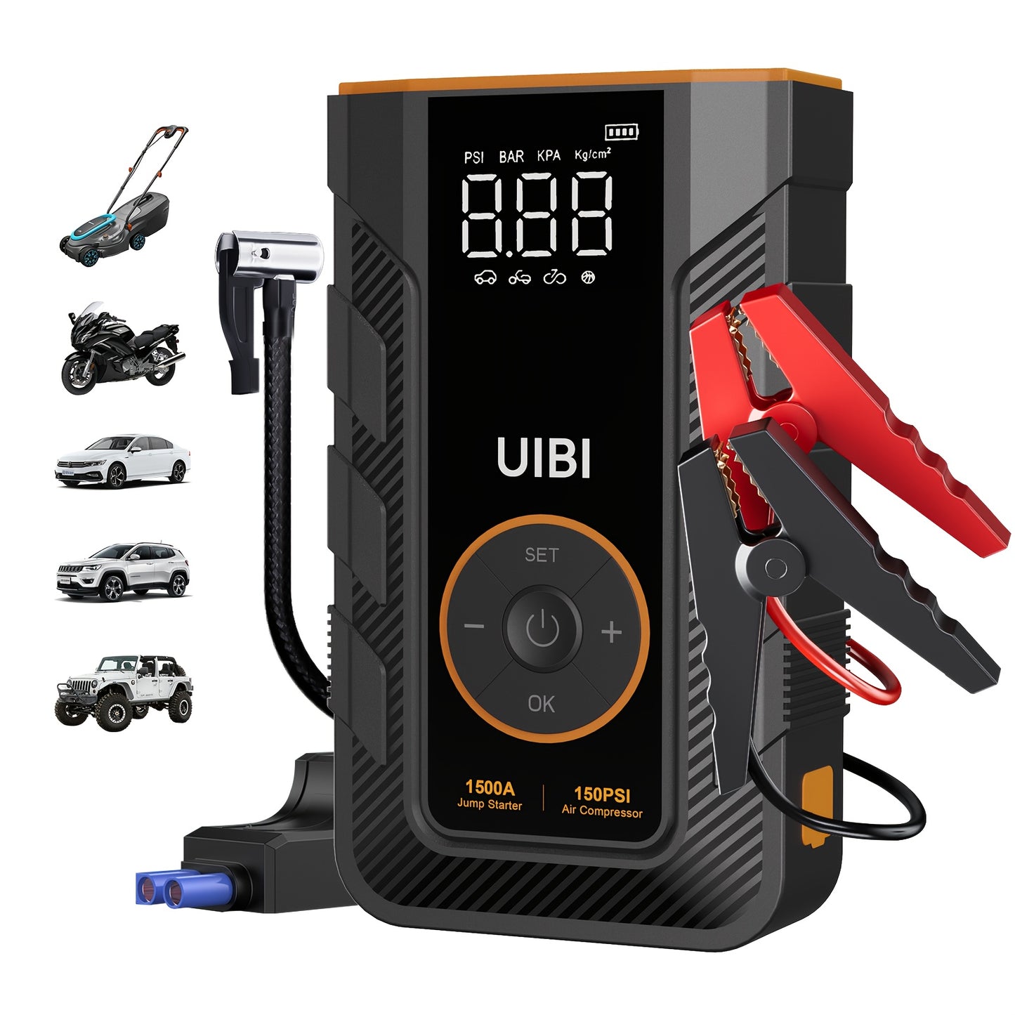 Portable Car Jump Starter And Tire Inflator For Road Trips
