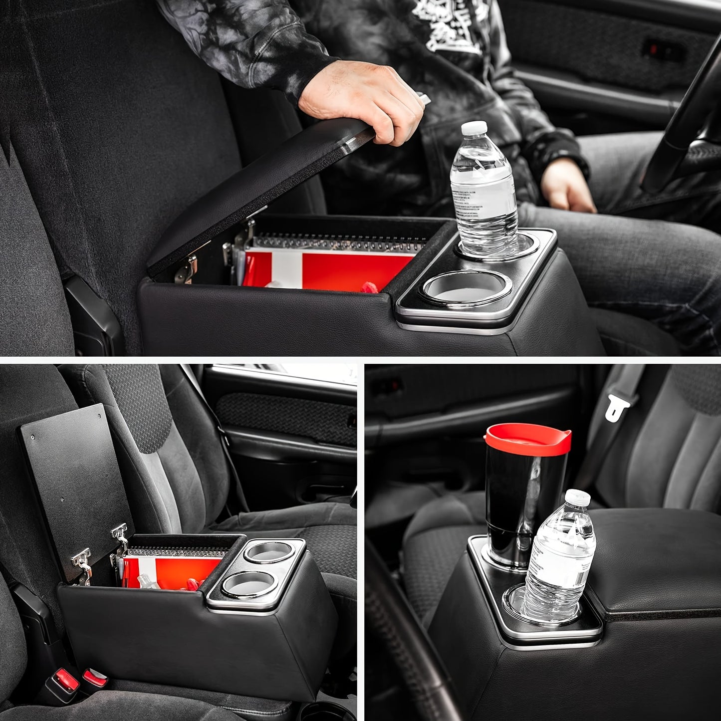 Center Console Organizer With Cup Holders And Storage