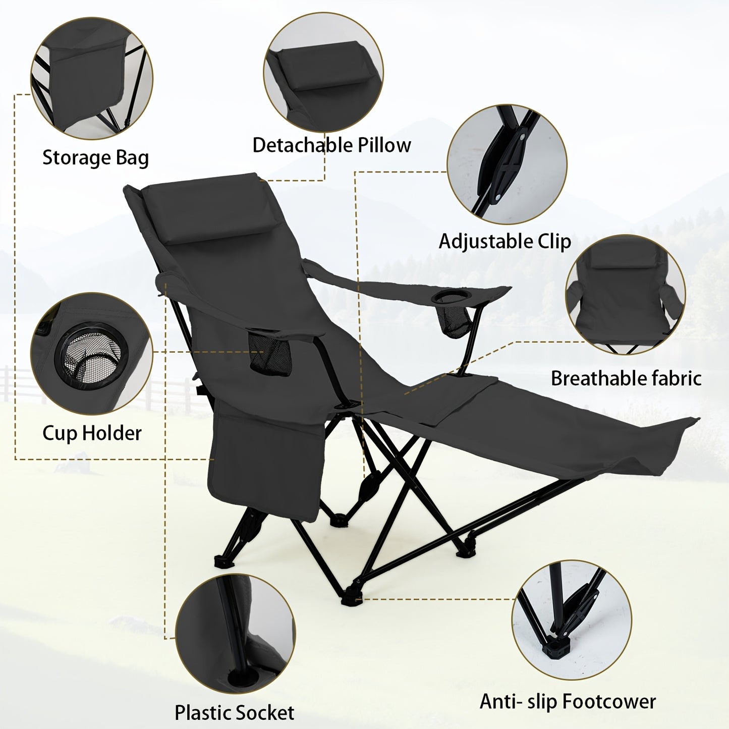 Two Pack Portable Folding Camping Chair With Carrying Bag
