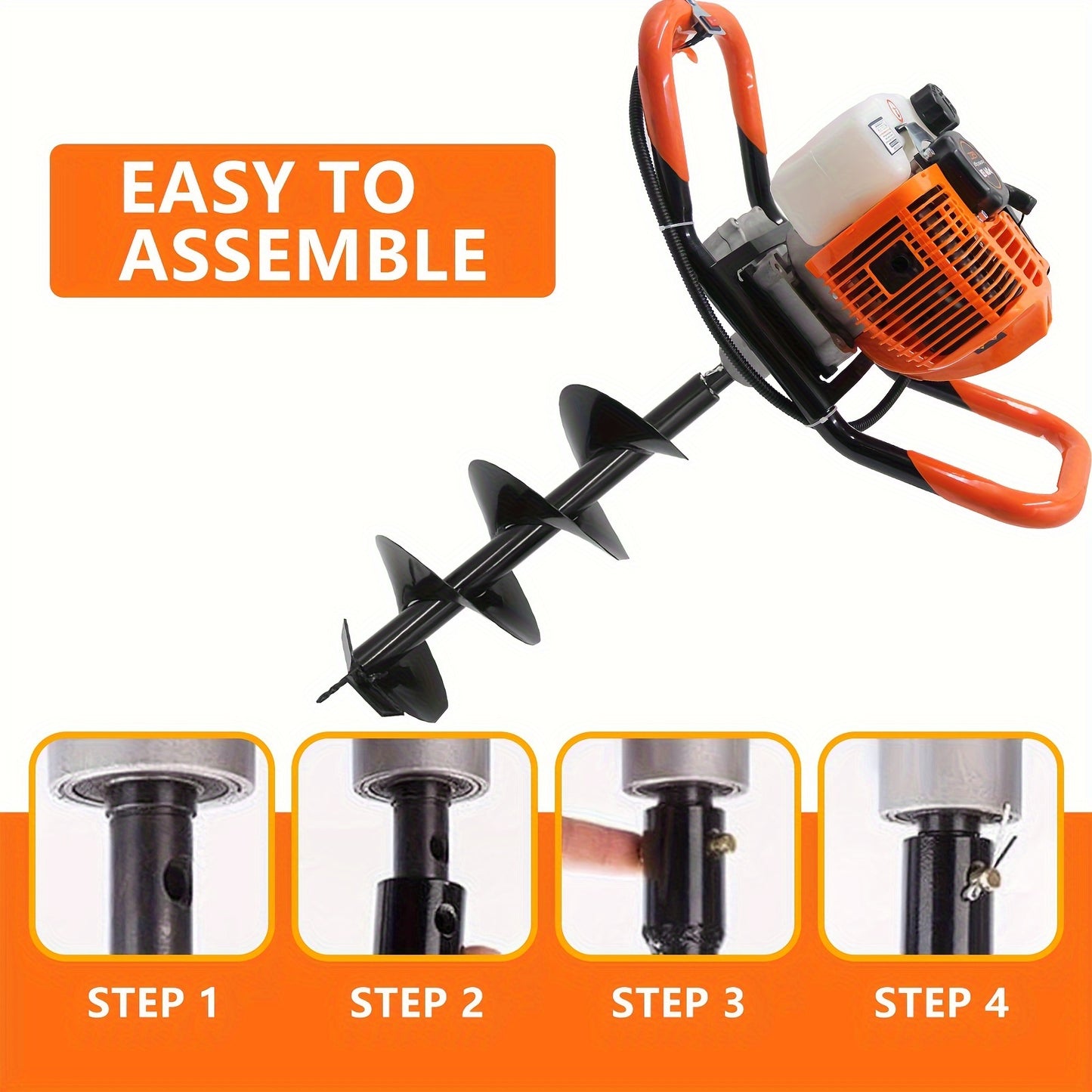 Gas Powered Post Hole Digger with Auger Bits for Gardening