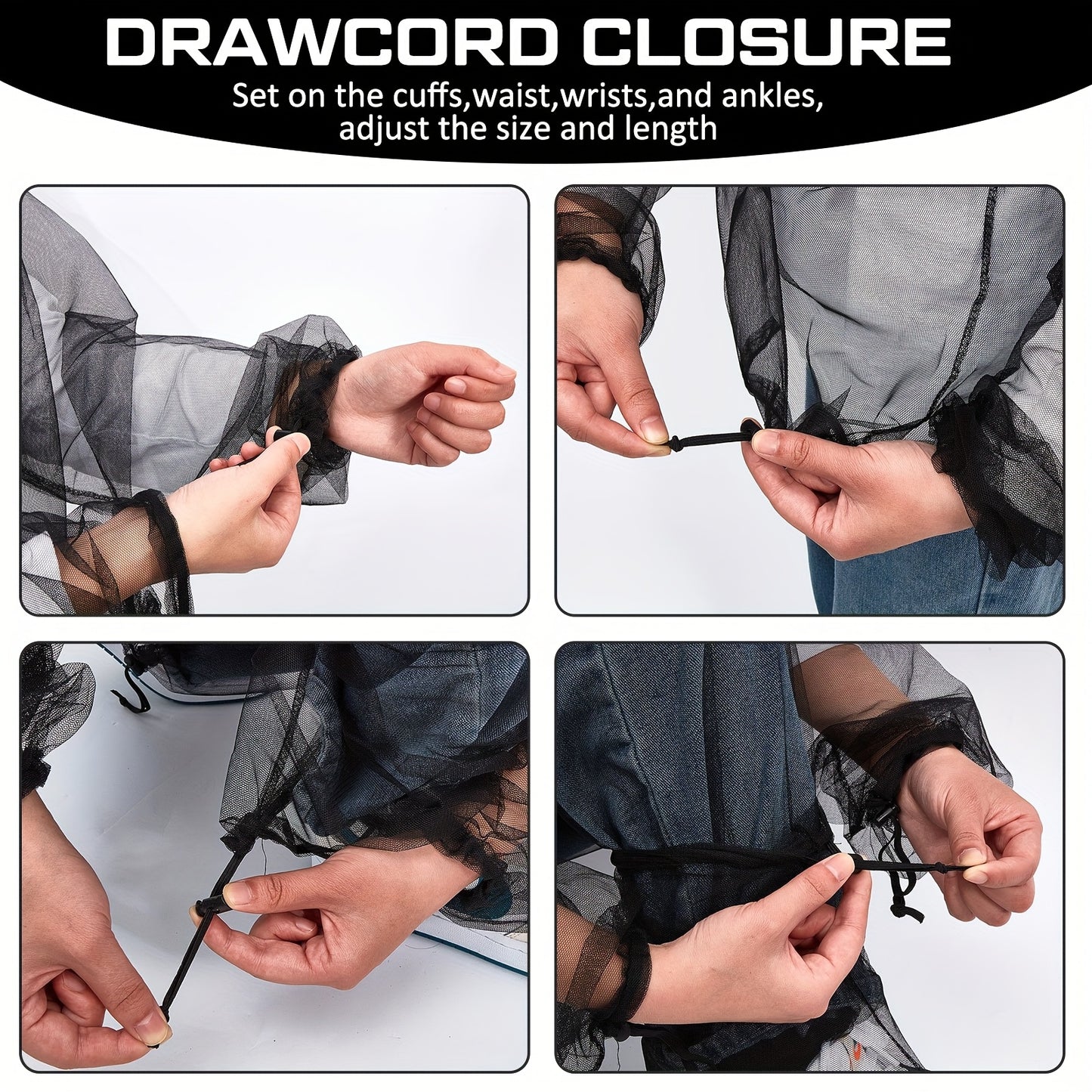 Men Mosquito Net Suit Set Jacket Pants Mittens Socks Floral Bird Design Outdoor