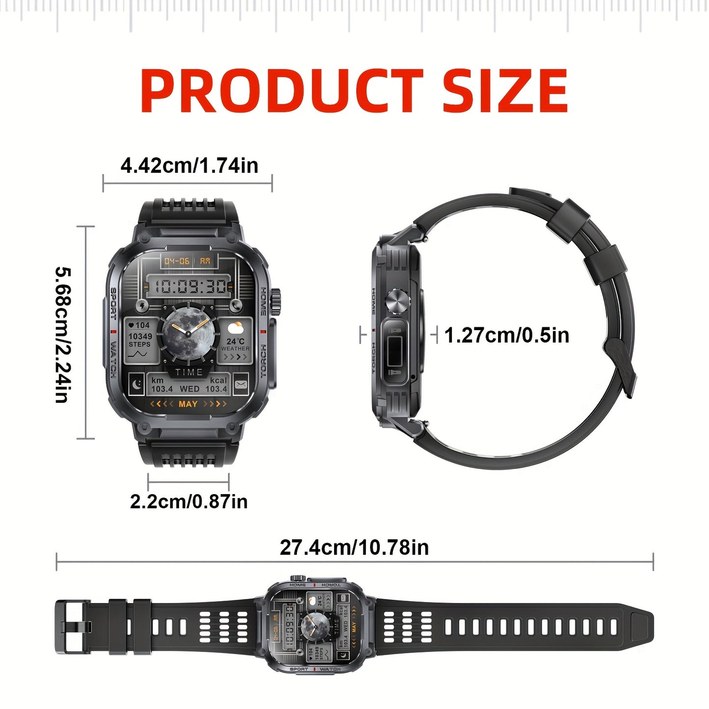 Rugged Smartwatch with Fitness Tracker for Active Lifestyles