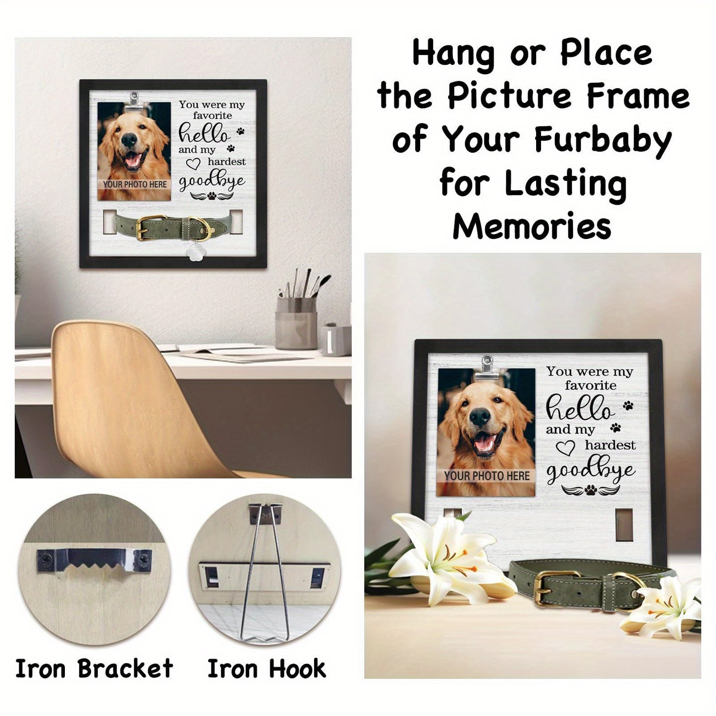 Pet Memorial Frame Stand Recycled Wood Keepsake For Dogs