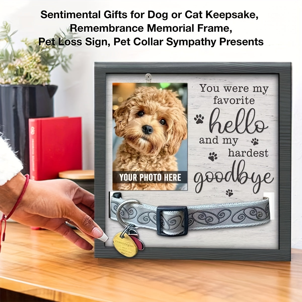 MUMUPET Dog Memorial Picture Frame With Collar Holder