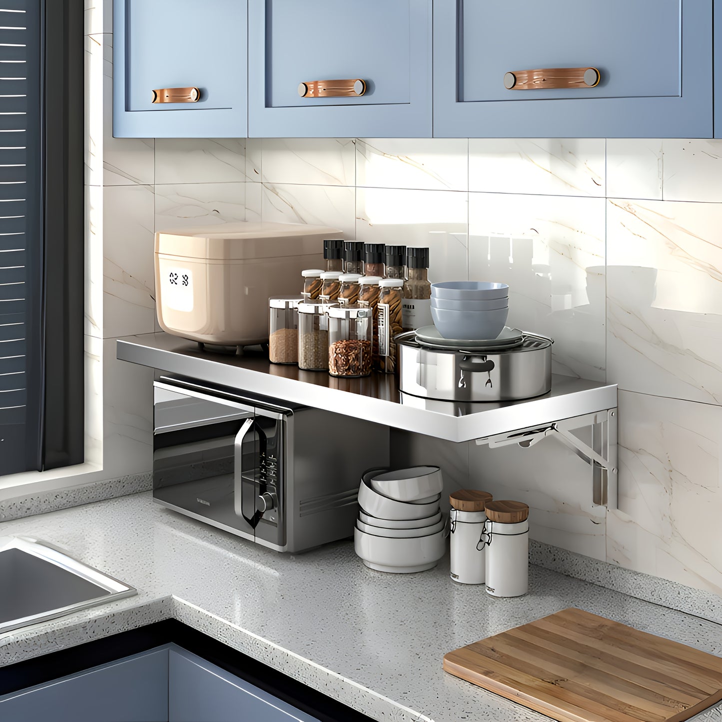 Stainless Steel Wall Mounted Folding Storage Rack Kitchen