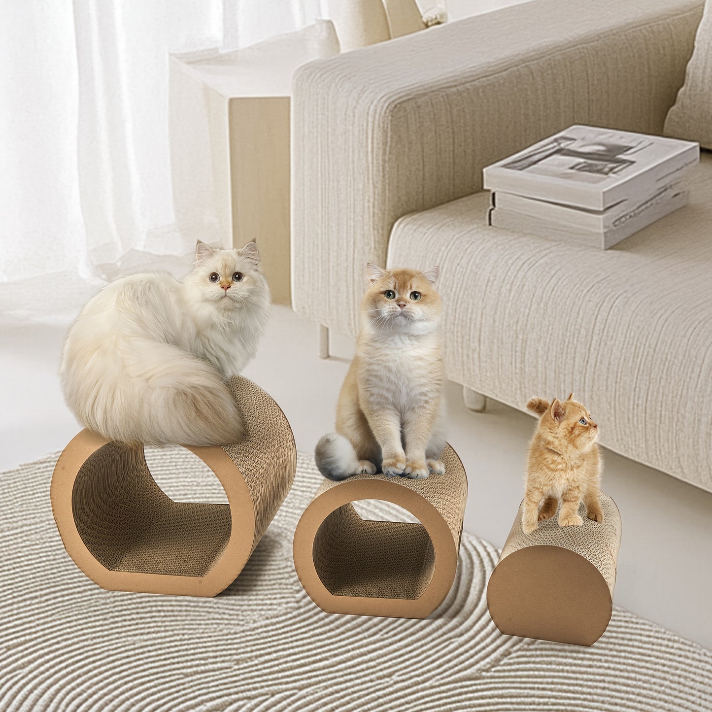 Cat Scratching Board Set With Hidden Wheel Indoor Cat Mat