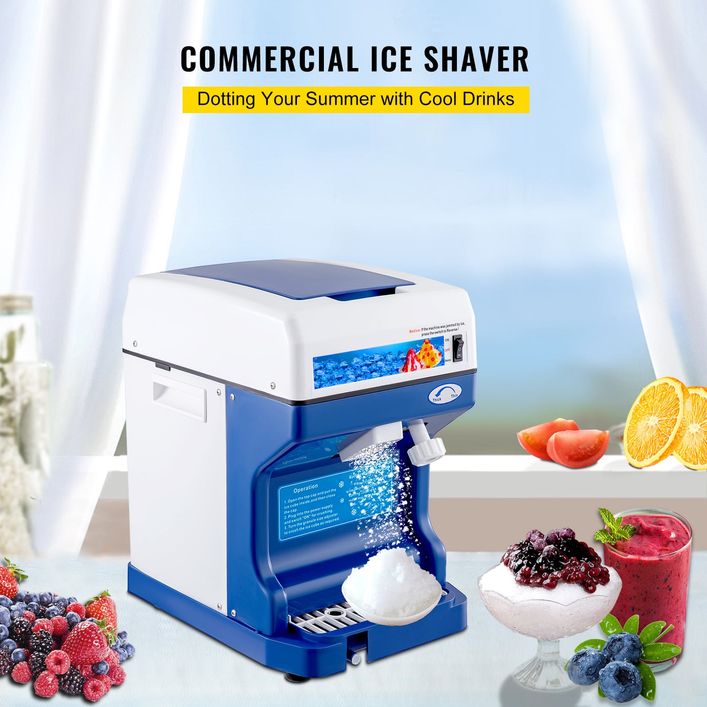 110V Electric Ice Shaver Tabletop With Adjustable Texture