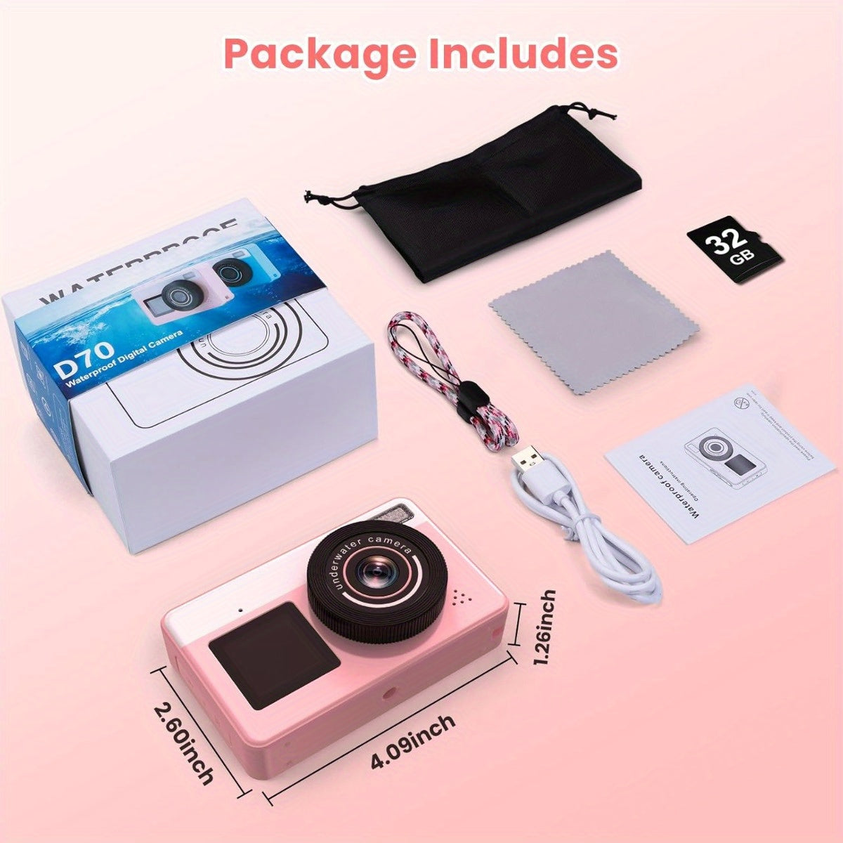 Dingetu Underwater Digital Camera Floating 10ft Selfie