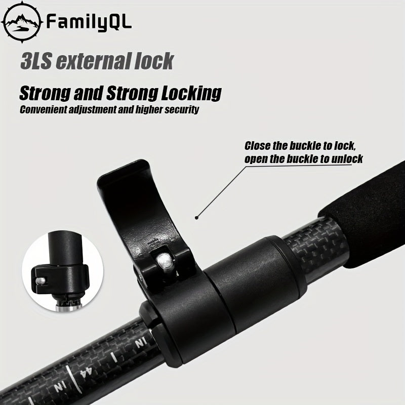 FamilyQL Carbon Fiber Folding Hiking Cane with Quick Lock