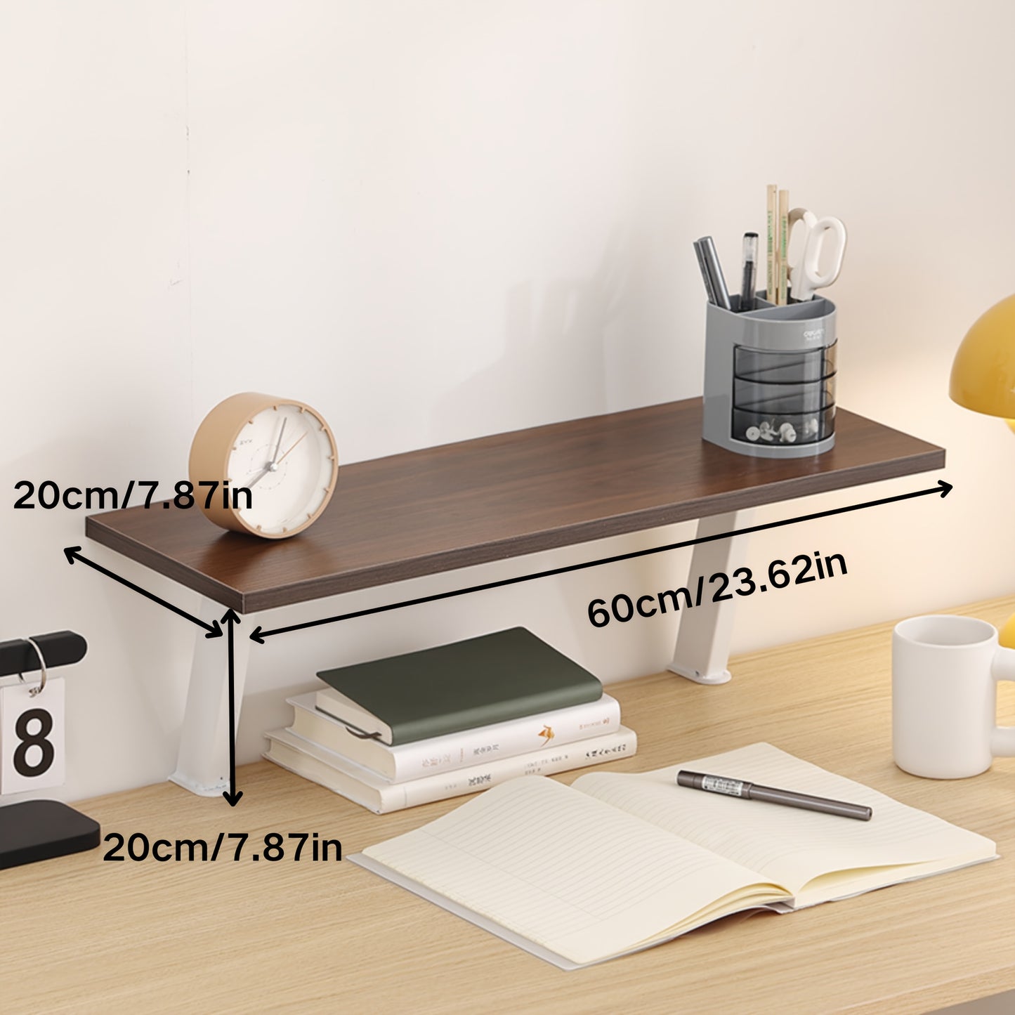 Floating Desk Shelf No Drill Mount Multilevel Organizer