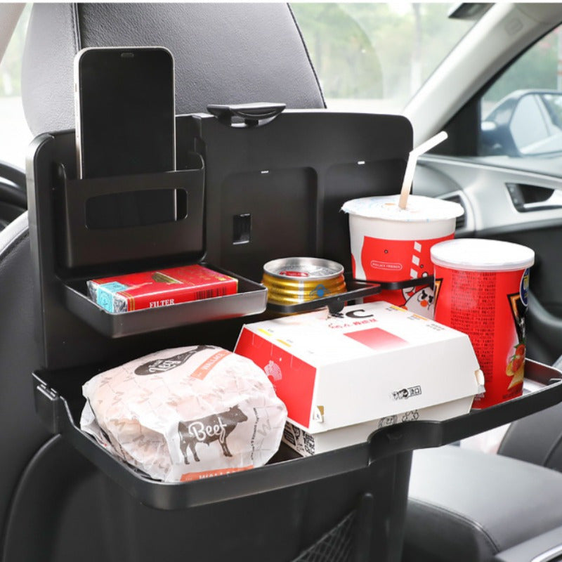 Premium Backseat Organizer with Foldable Tray and Dual Cup Holders
