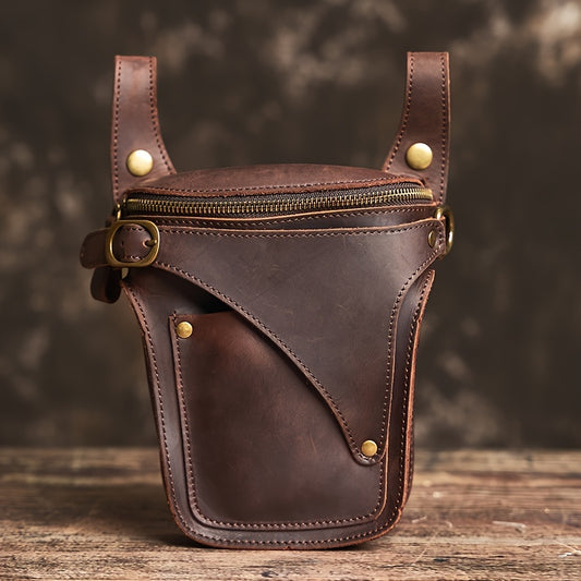 Genuine Leather Unisex Waist Pouch for Travel and Everyday Use