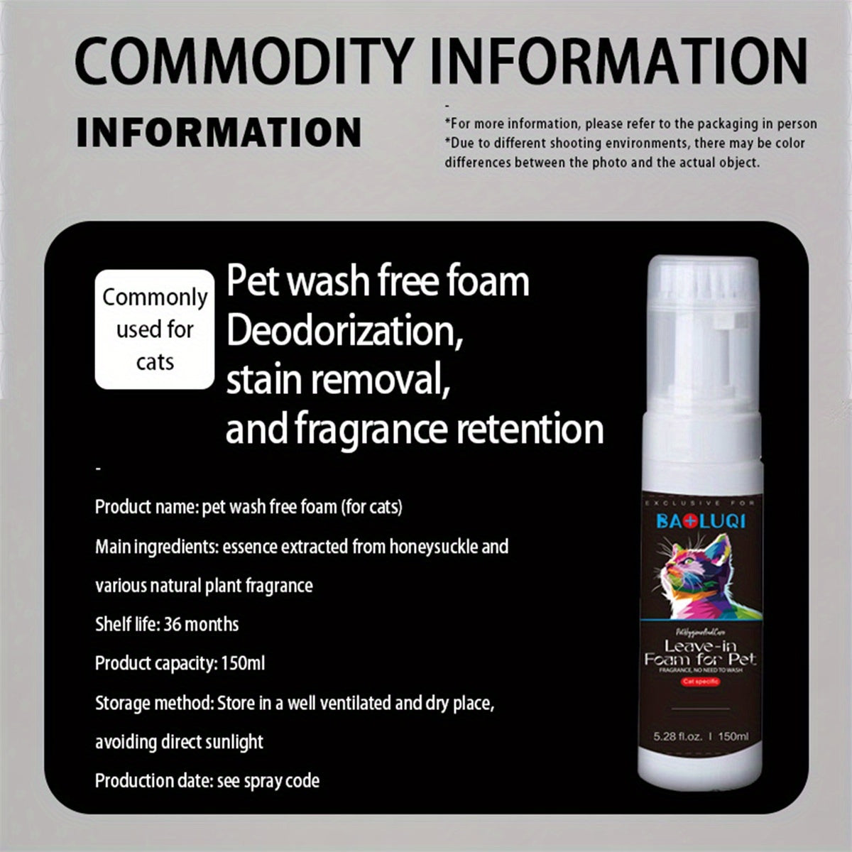 No Rinse Cat Bath Spray Quick Dry Leave In Grooming