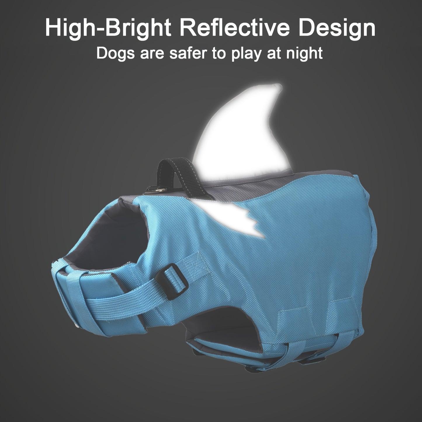Reflective Shark Shape Pet Life Jacket for Safety and Rescue