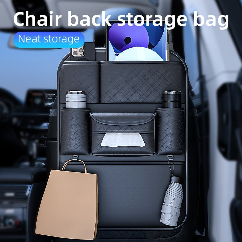 PU Leather Large Capacity Backrest Storage Bag Car Seat Organizer
