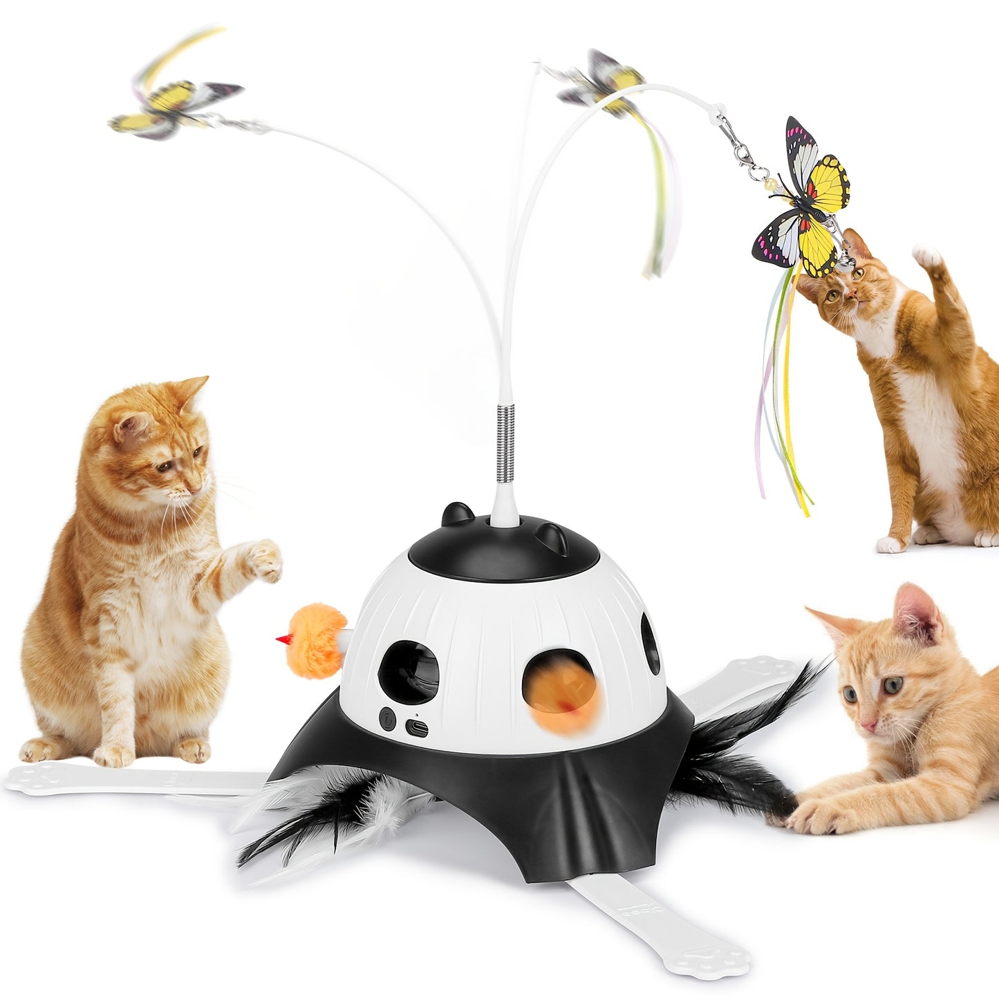 Indoor Interactive Cat Toy 3 In 1 Rotating Wand Feather