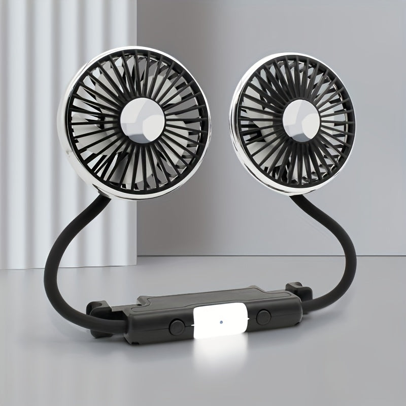 Dual Head Car USB Fan 3 Speed Rotatable Flexible Gooseneck